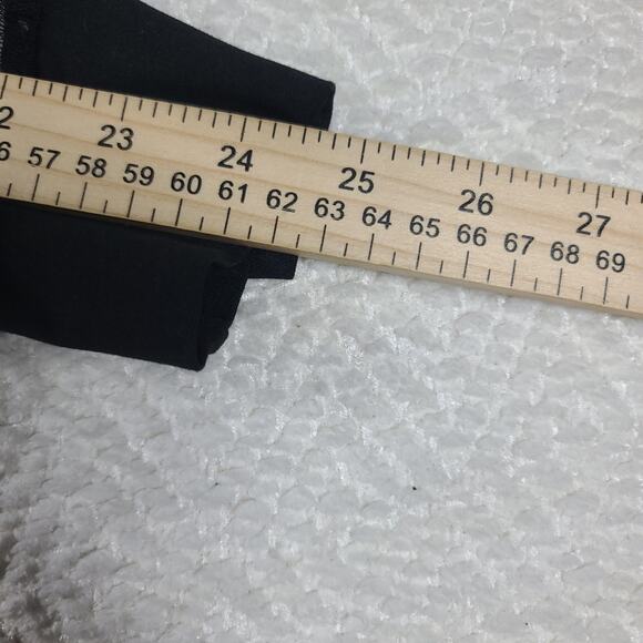 Black Deep V neck sheer rhinestone embellished puffy sleeve top glam size M - Picture 9 of 12